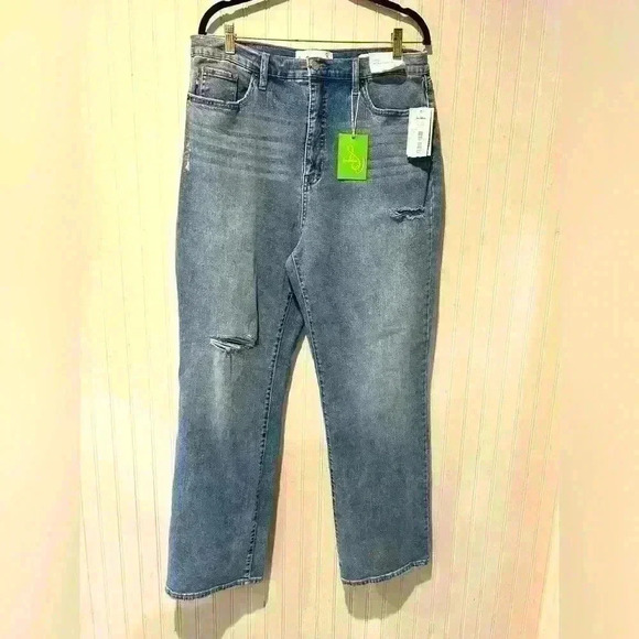 Sam Edelman yaro 90’s high rise pinch waist denim distressed jeans sz 32/30 .NWT - Picture 1 of 4